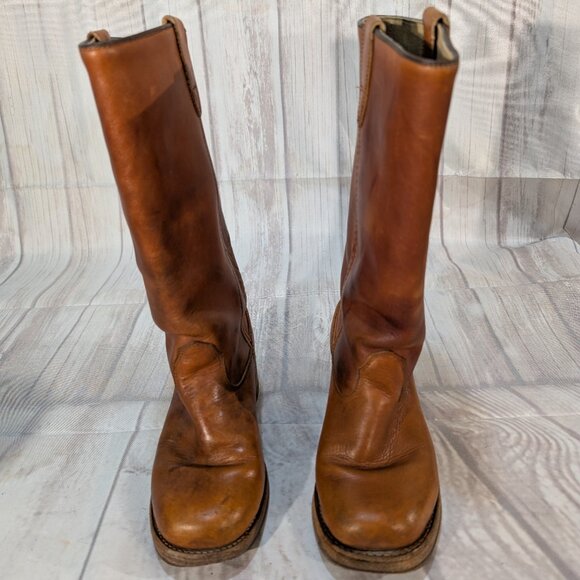 Vintage Double H Boots Brown Leather Campus Style Women - Picture 1 of 15